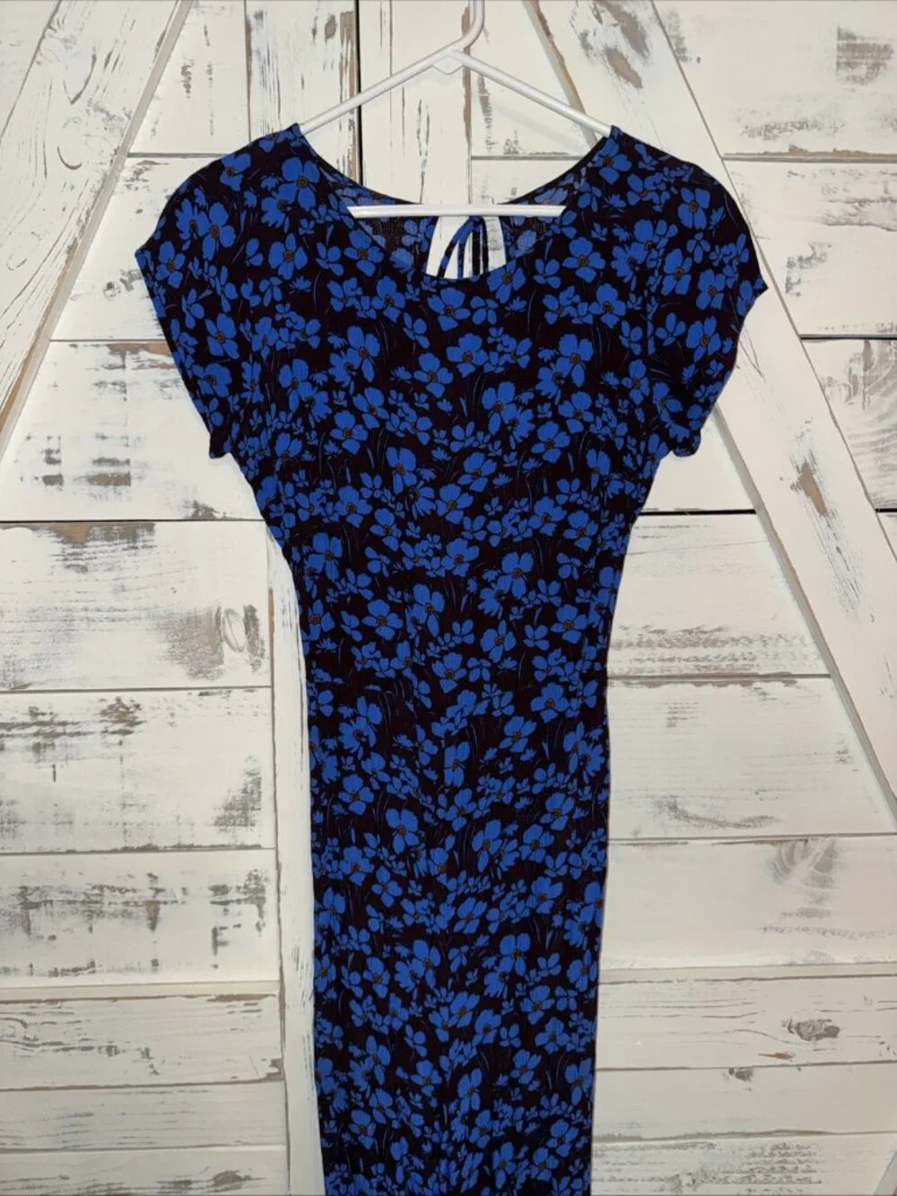 Free People Hailee Jumpsuit Blue Brown Floral Open Back Wide Leg S
